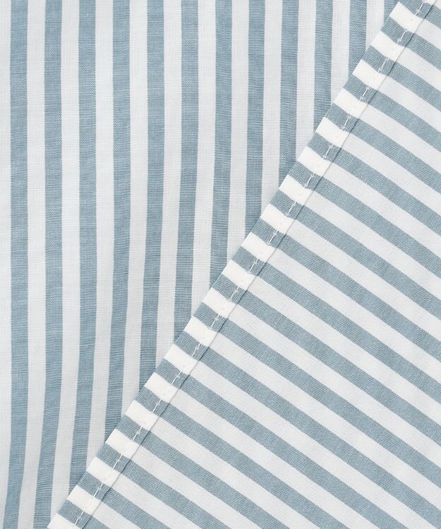 J.PRESS LADIES 【洗える】コットンアセVis ストライプ シャツカラー ブラウス ダルブルー系1