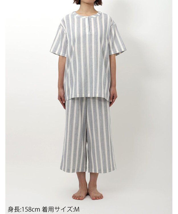 ワコール／睡眠科学 パジャマ 5分袖 半袖 8分丈 綿100%(本体) レディース YDT146 睡眠科学／ワコール ブルー