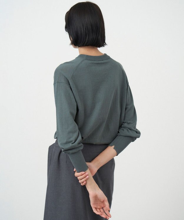 ATON RECYCLED FRESCA | クルーネック セーター DARK GREEN