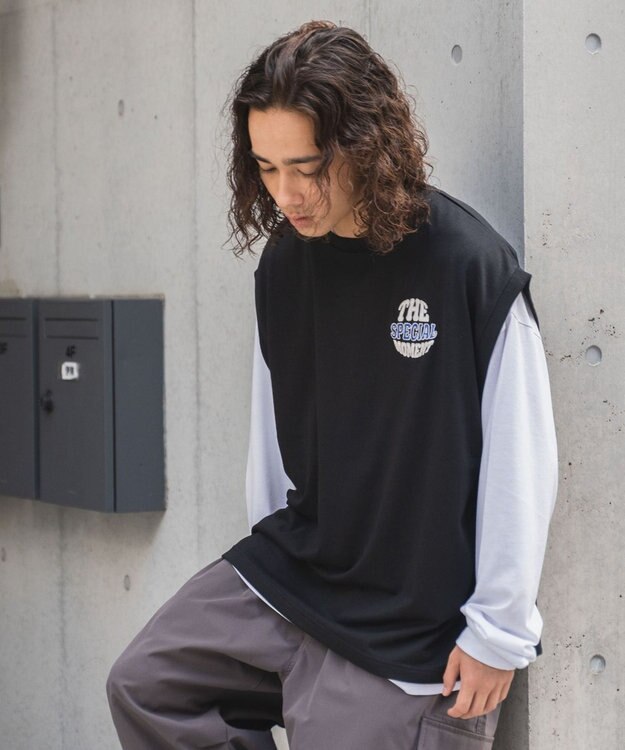 WEGO アンサンブルスウェットベストロンT ブラック