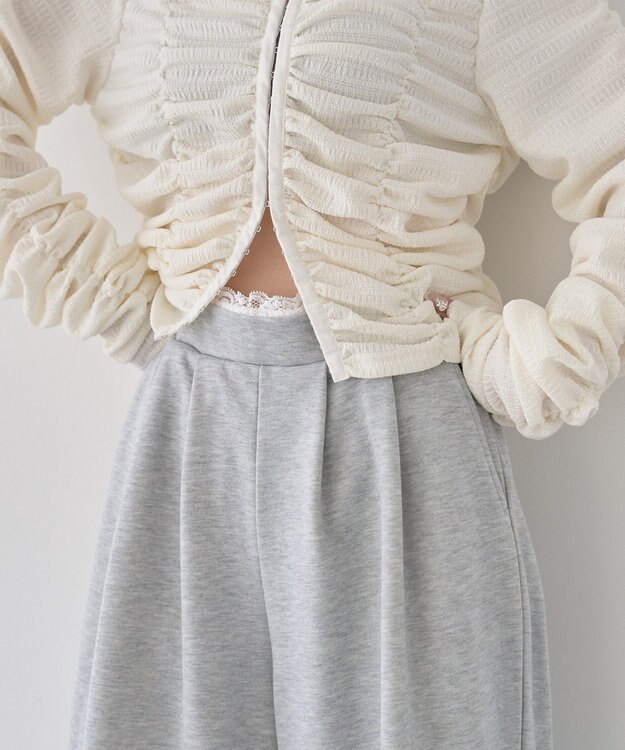 earth music&ecology レースレイヤード風スウェットパンツ Gray Mixture