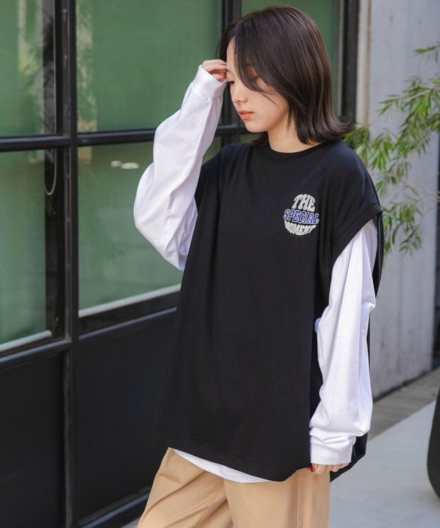 WEGO アンサンブルスウェットベストロンT ブラック