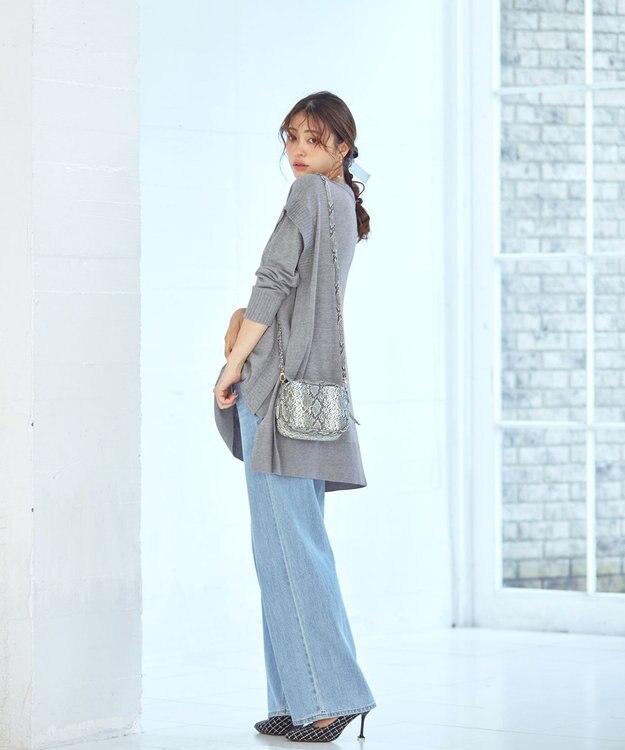 Tiaclasse 【洗える】重ね着風大人ニットチュニック グレー