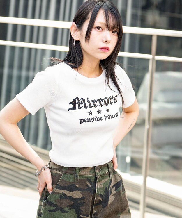 WEGO ヴィンテージウォッシュグラフィックリブT 柄5