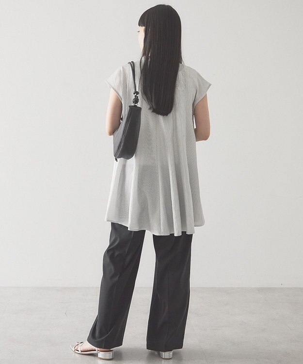 AMERICAN HOLIC 【予約】【接触冷感】フレンチスリーブフレアスキッパーブラウス Stripe Ivory