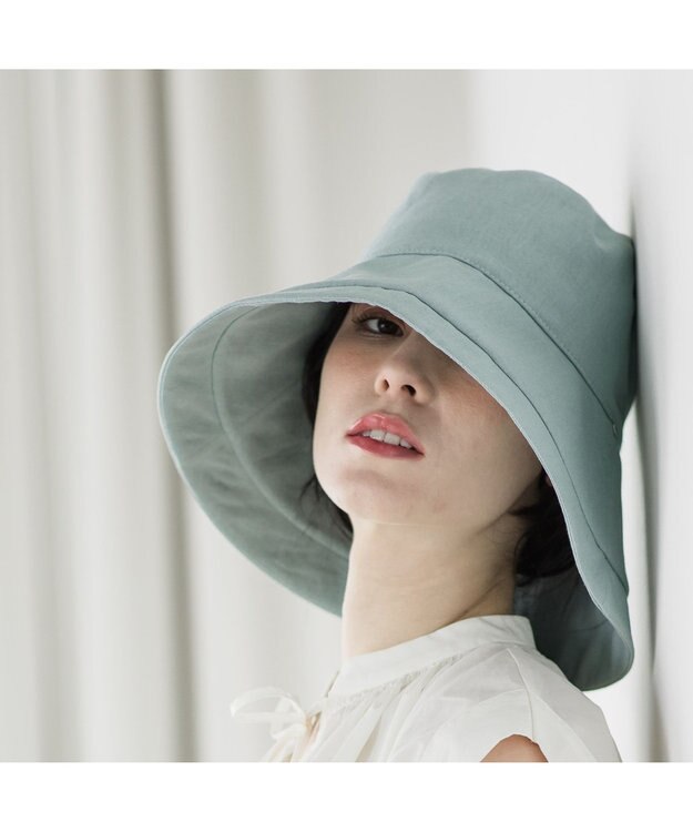 MOONBAT 【一級遮光/UVカット】UVラフィネハット（つば広タイプ） 速乾/接触冷感/手洗いOK/サイズ調整可能/抗菌防臭加工 ミントグリーン