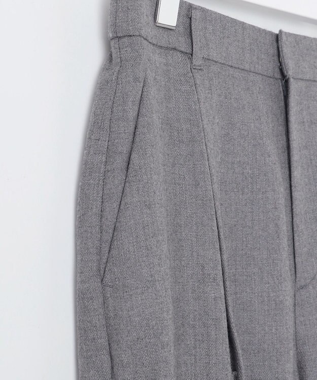 自由区 【洗える】ウォッシャブルウールサキソニーワイド パンツ TOPグレー