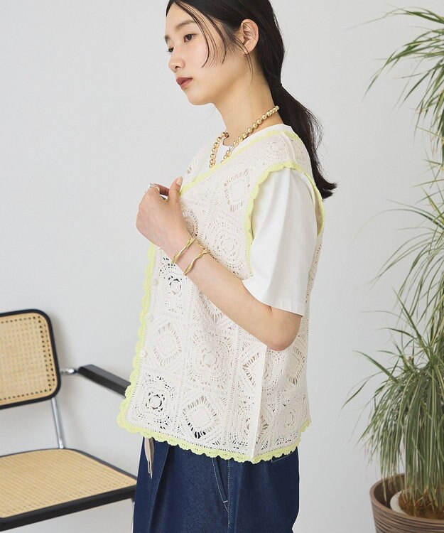 AMERICAN HOLIC クロシェ風ニットベスト Ivory