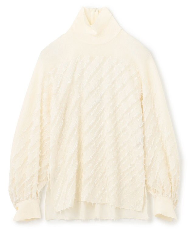 BEIGE， 【洗える】BANKSIA / ニットコンビカットジャカードブラウス Meringue