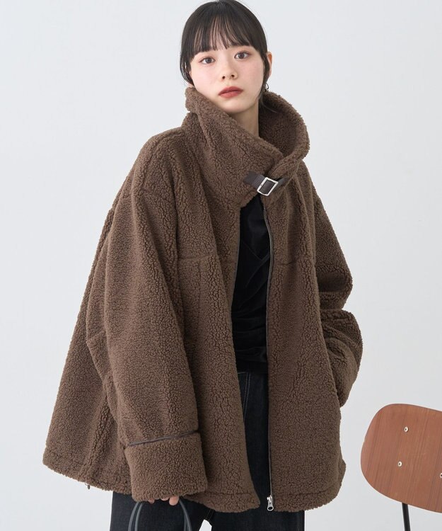 earth music&ecology ボアZIPブルゾン Brown