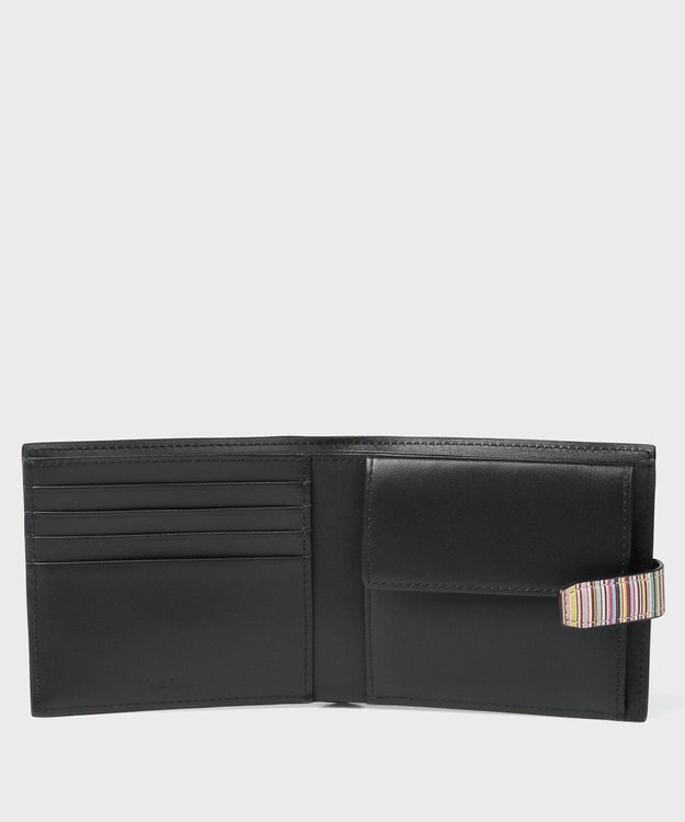 Paul Smith シグネチャーストライプタブ 2つ折り財布 ブラック