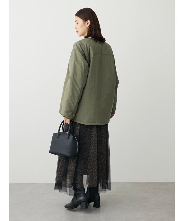 Green Parks ライト中わたノーカラーブルゾン Khaki