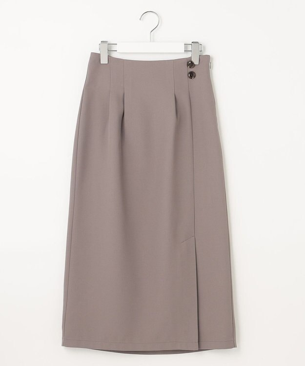 Feroux 【洗える】タックストレート スカート ライトグレー系