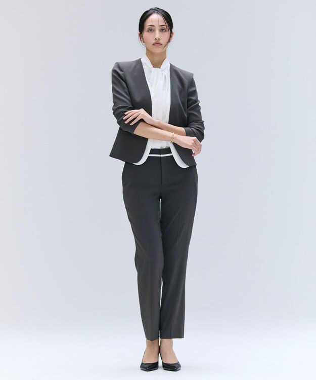 BEIGE， 【洗える・VERY NaVY 11月号掲載】CINDY / ダブルカラージャケット C.Gray x White