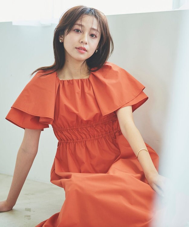 Feroux 【洗える】ラッフル ワンピース オレンジ系
