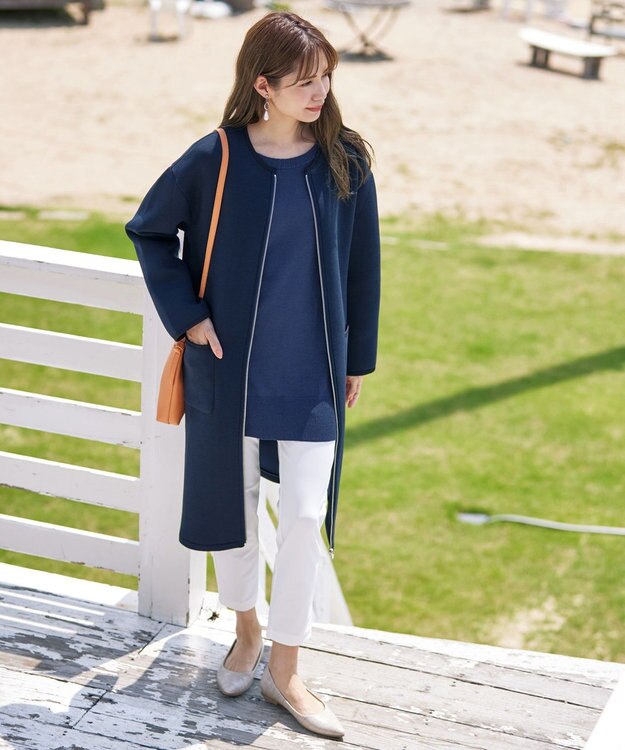 Tiaclasse 【洗える】重ね着風大人ニットチュニック ブルー