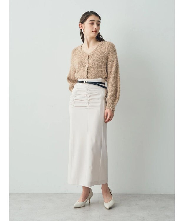 YECCA VECCA シャーリングロングナロースカート Light Beige