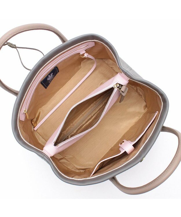 A.D.M.J. 【牛革】モーツァルト/スパニッシュレザーバイカラー金ボタントートM セメント/カラメル