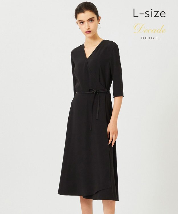 BEIGE， 【L-size】CINDY / カシュクールワンピース Black×Black