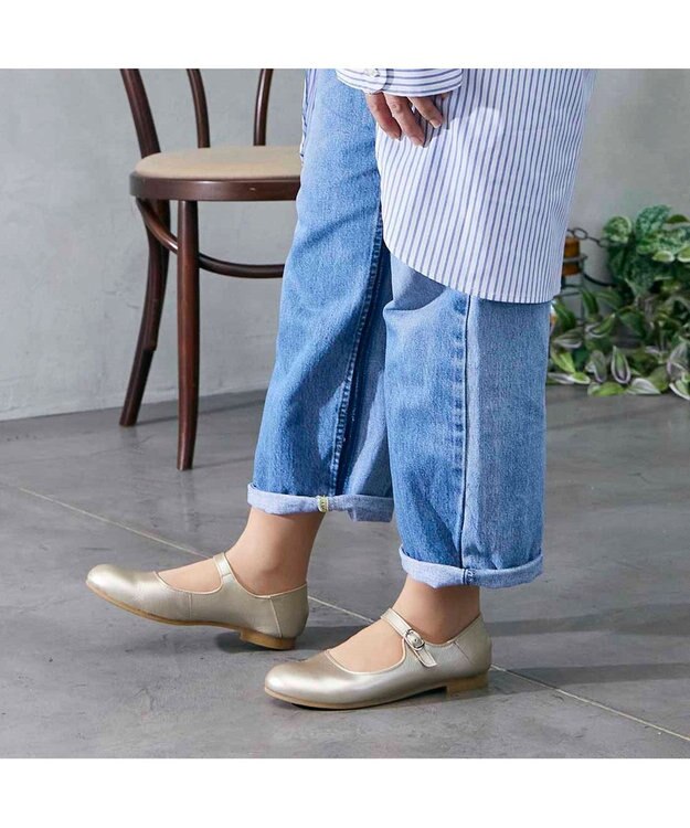 ing 【WEB限定】メリージェーンフラットシューズ ゴールド