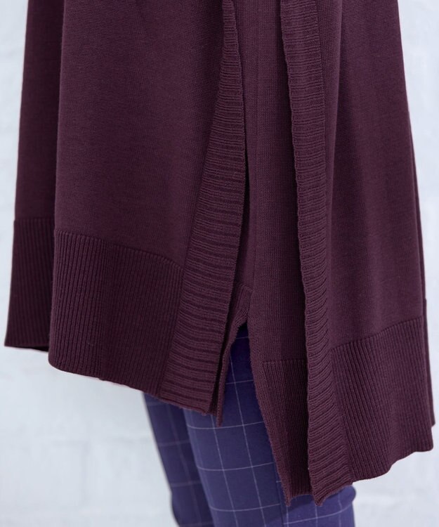 Tiaclasse 【洗える】重ね着風大人ニットチュニック ボルドー