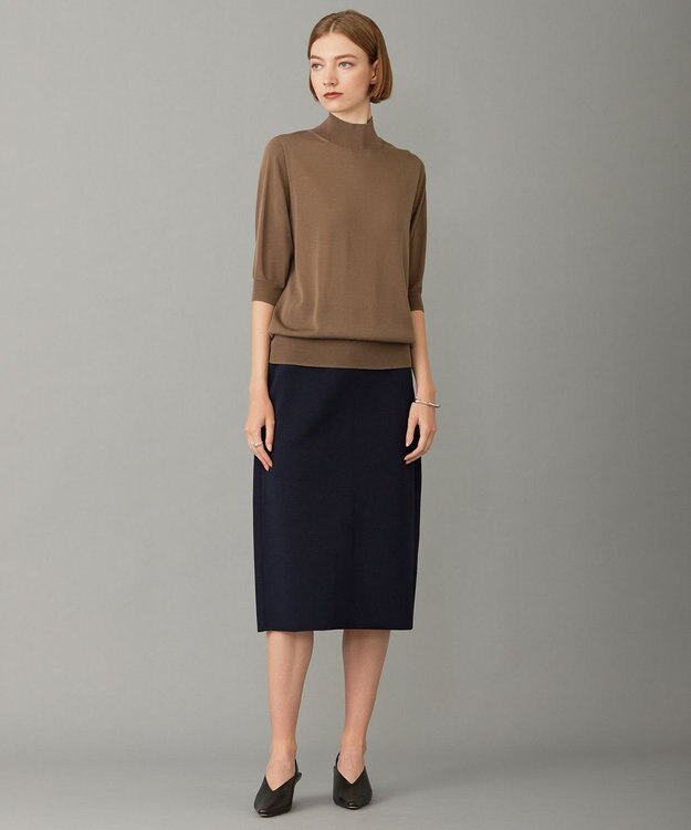 ICB 【洗える】 ウールアセテートハイゲージ ハイネックプルオーバー モカ系