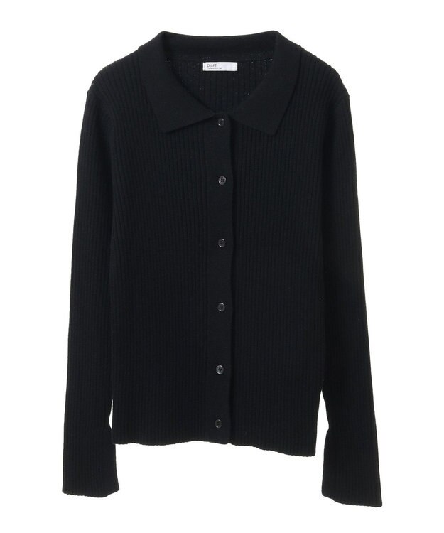 CRAFT STANDARD BOUTIQUE 襟付きニットコンパクトカーディガン Black