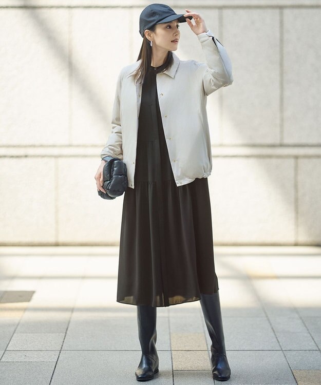 自由区 L シルキータッチティアード ドレス ブラック