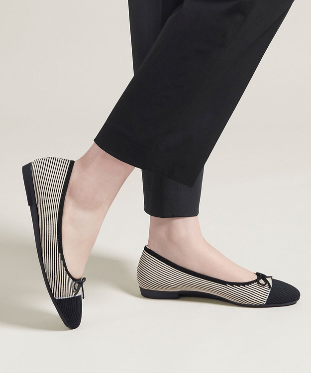 steppi ラウンド バイカラー バレエ パンプス ベージュ バイカラー