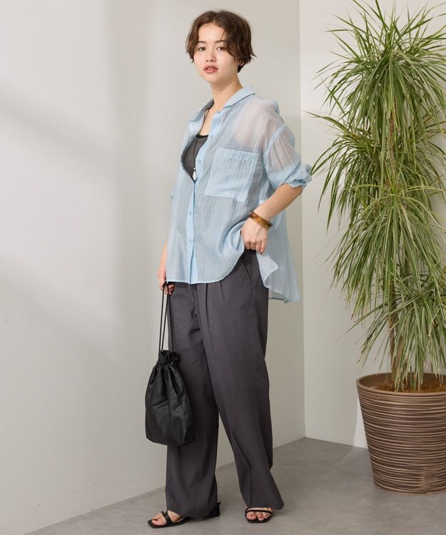 AMERICAN HOLIC シアーシャツ Stripe Sax