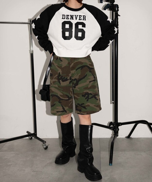 WEGO スターナンバリングラグランスウェット ブラック