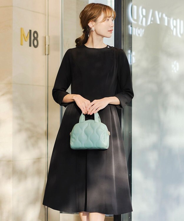 Tiaclasse 【ダブルストレッチ・洗える】フレアワンピース ブラック