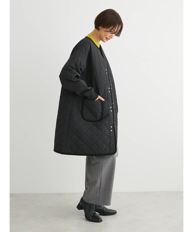 Green Parks キルティングミドル丈コート Black