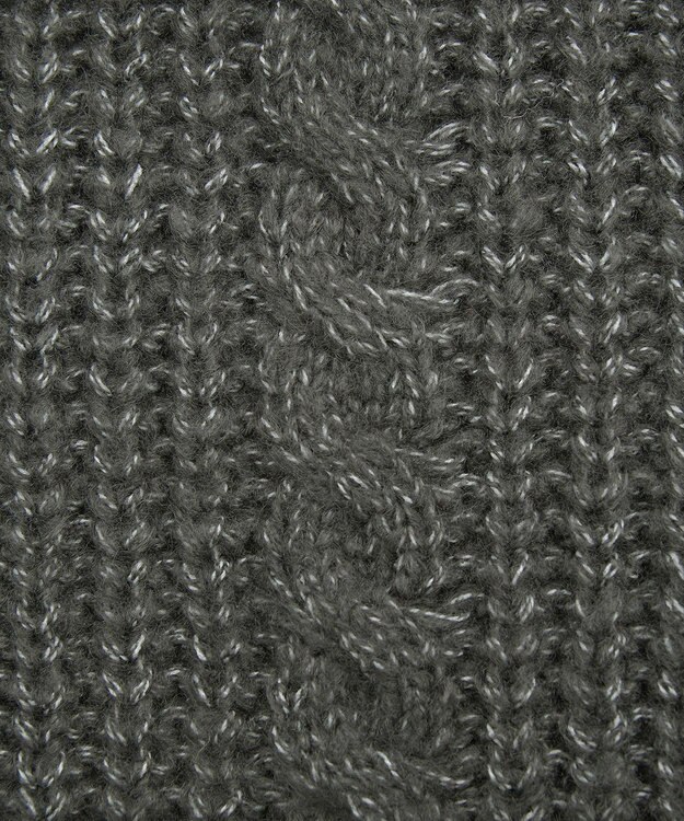 Green Parks 衿付きケーブルｚｉｐカーディガン Dark Gray Mixture