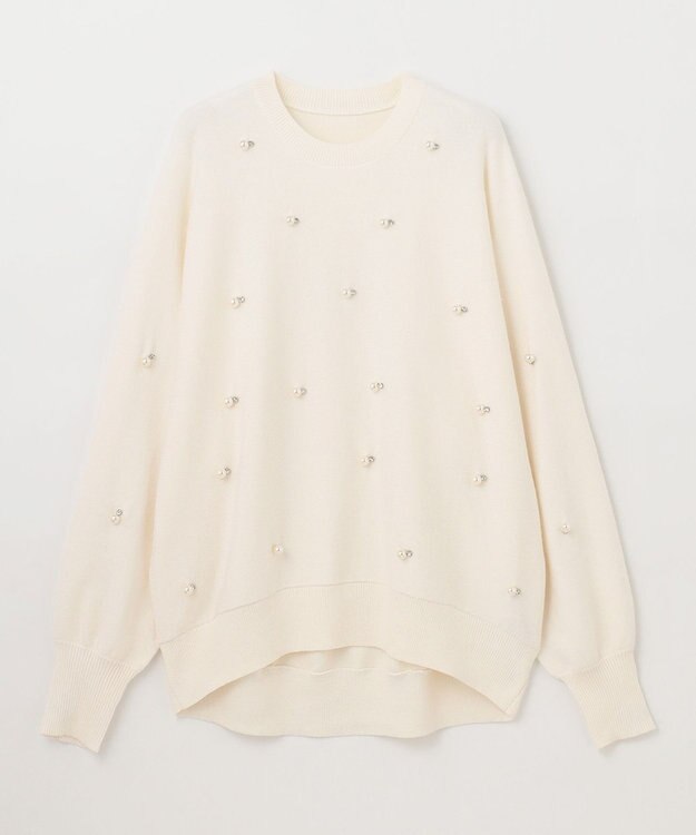 GRACE CONTINENTAL パールドットニットトップ ホワイト