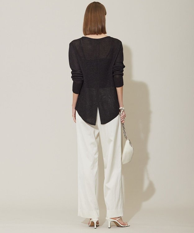 ICB 【接触冷感・UVケア・洗える】 ヴィスコースナイロンサテン ワイドパンツ オフホワイト系