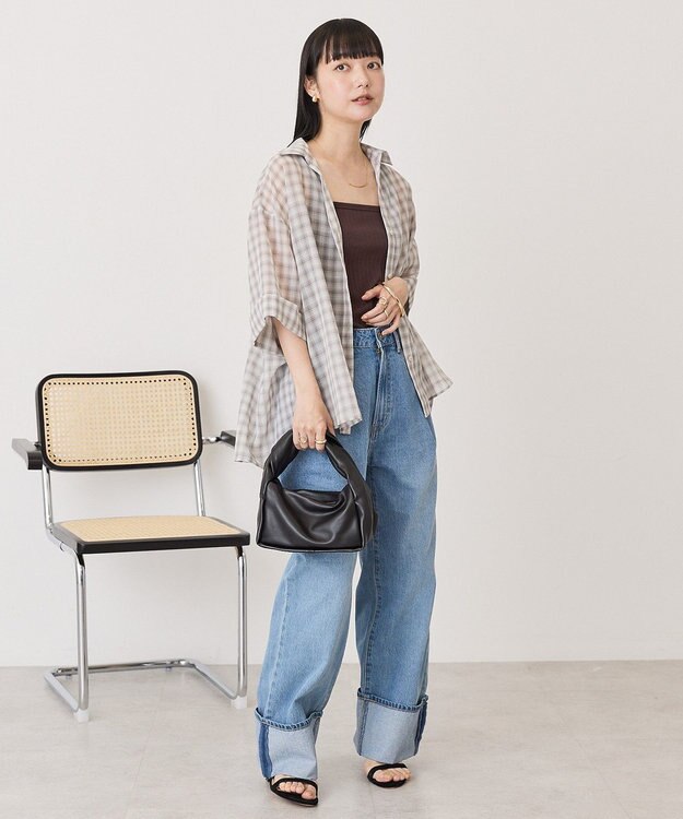 AMERICAN HOLIC 【イージーケア】スキッパーチェックシャツ Beige