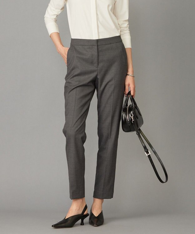 ICB 【セットアップ対応】ウールストレッチ テーパードパンツ チャコール系