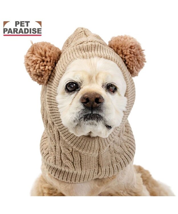 PET PARADISE ペットパラダイス くまちゃん ニット 帽子 中型犬 大型犬 ベージュ