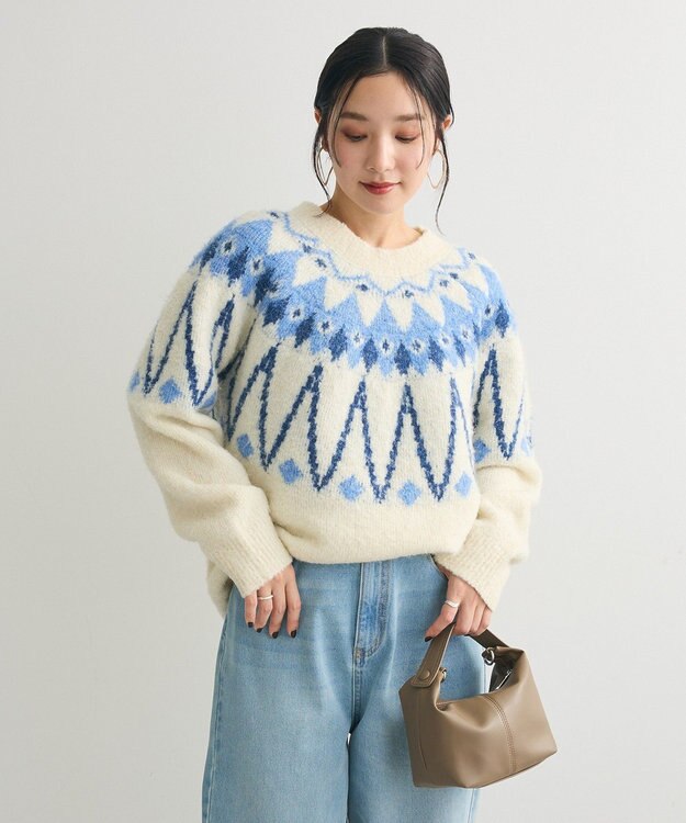 Green Parks 求心柄ニットプルオーバー Off White