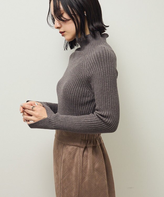 Green Parks ・Ｐｅｔｉｔ　Ｆｌｅｕｒ　ボトルネックリブニット Charcoal Gray