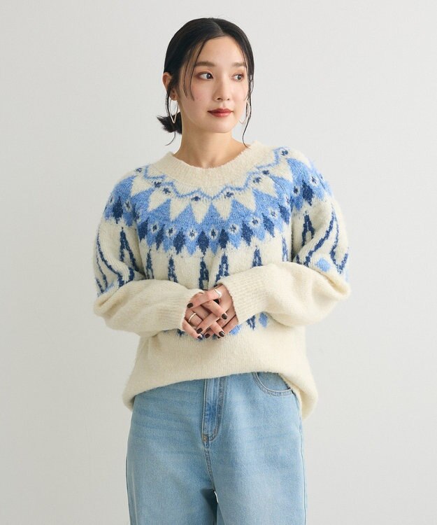 Green Parks 求心柄ニットプルオーバー Off White