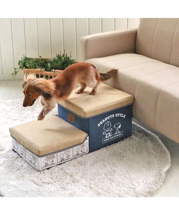 PET PARADISE ペットパラダイス スヌーピー ２段 ステップ 収納付き ゆとり 紺（ネイビー・インディゴ）