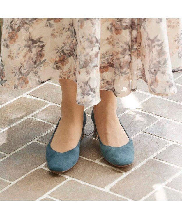 Riz raffinee <Riz raffinee>スクエアトゥプレーンパンプス グリーンスエード