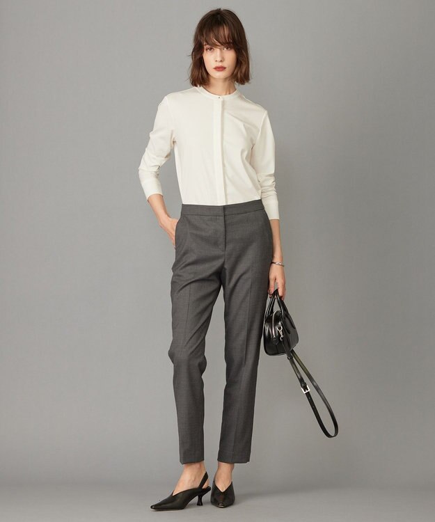 ICB 【セットアップ対応】ウールストレッチ テーパードパンツ チャコール系