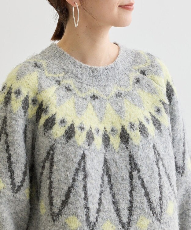 Green Parks 求心柄ニットプルオーバー Gray