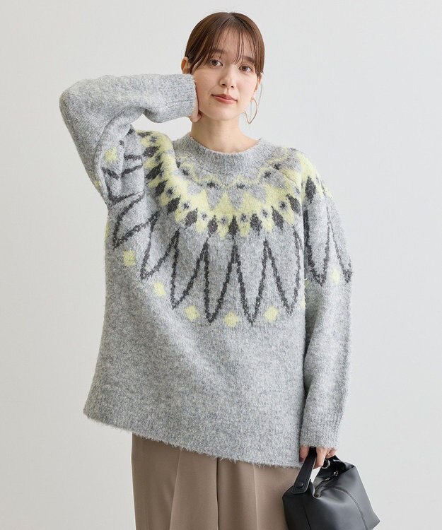 Green Parks 求心柄ニットプルオーバー Gray