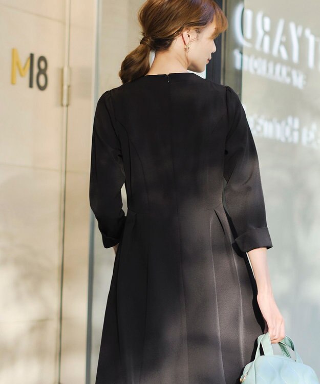 Tiaclasse 【ダブルストレッチ・洗える】フレアワンピース ブラック