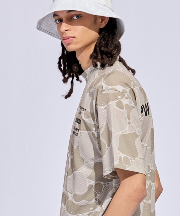 PW CIRCULUS 【MEN】WATER SURFACE プリントモックネックT ゴルフ ベージュ系5