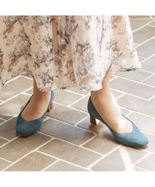 Riz raffinee <Riz raffinee>スクエアトゥプレーンパンプス グリーンスエード